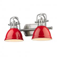  3602-BA2 PW-RD - Duncan 2 Light Bath Vanity in Pewter with Red Shades